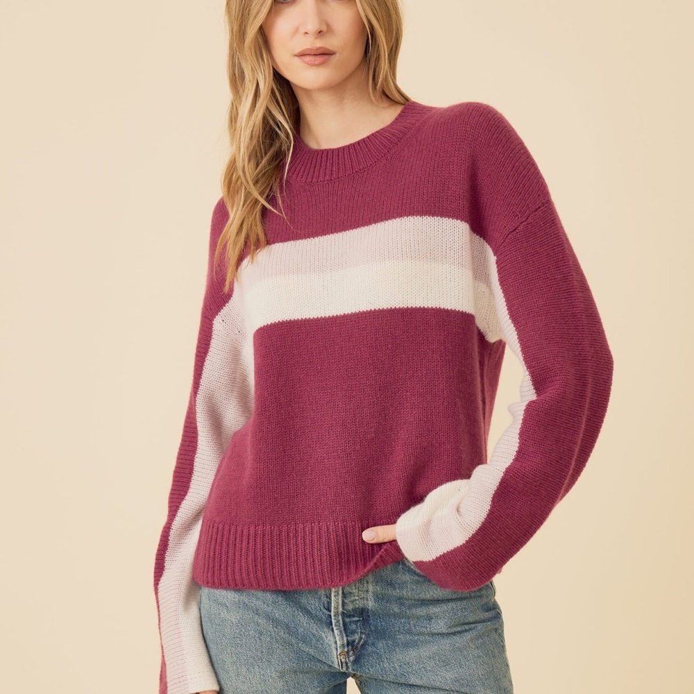 One Grey Day 100% Cashmere Sweater Pink Raspberry NWT Size Small MSRP $288 - Picture 1 of 2